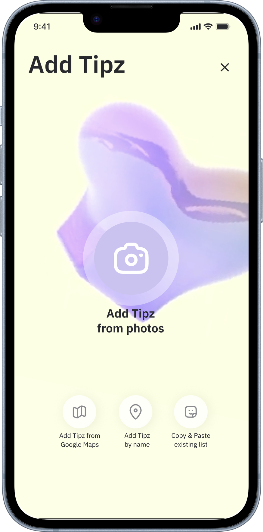 Add Tipz screen